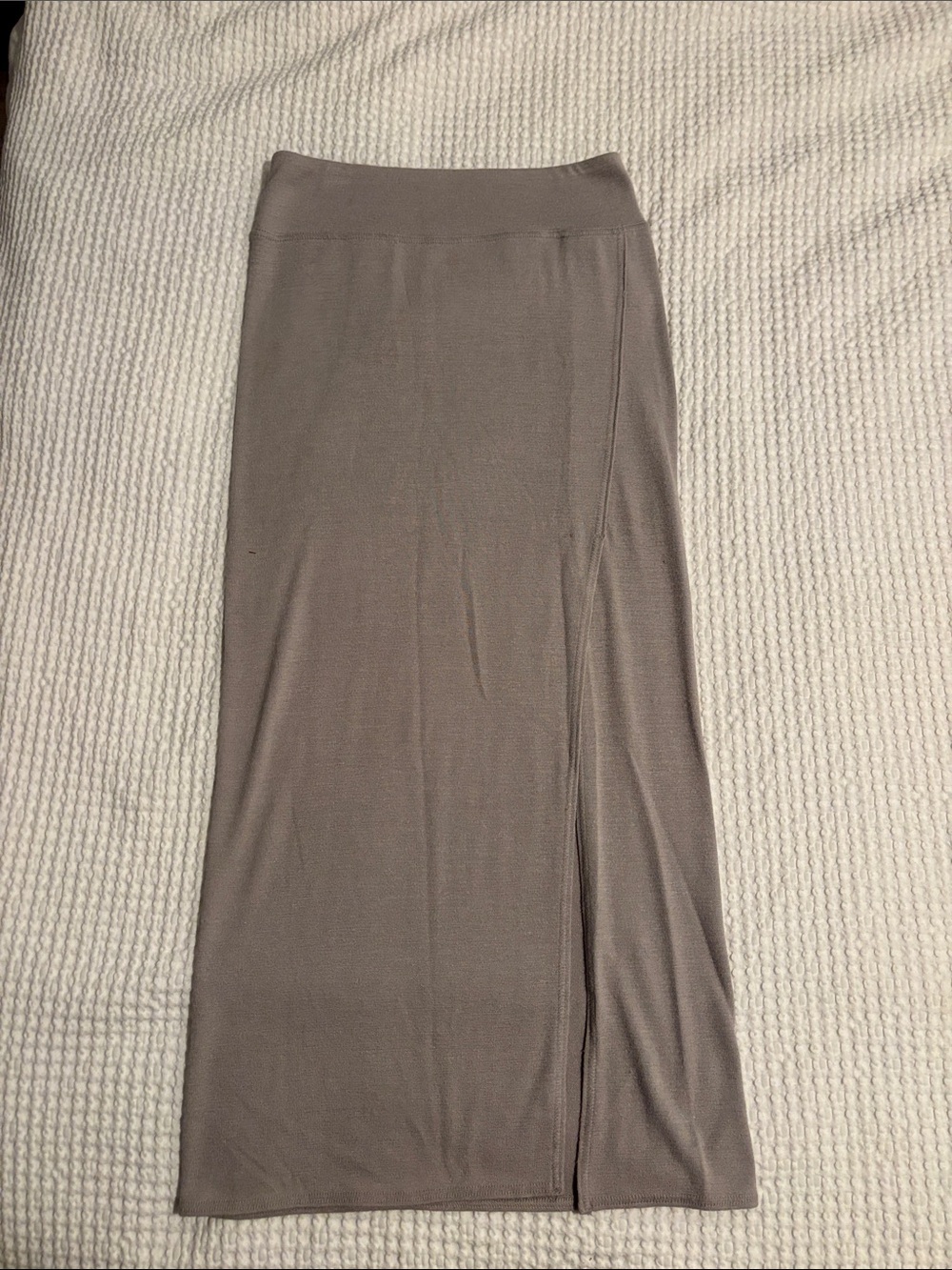 Wilfred Taupe Maxi Knit Skirt with Side Slit